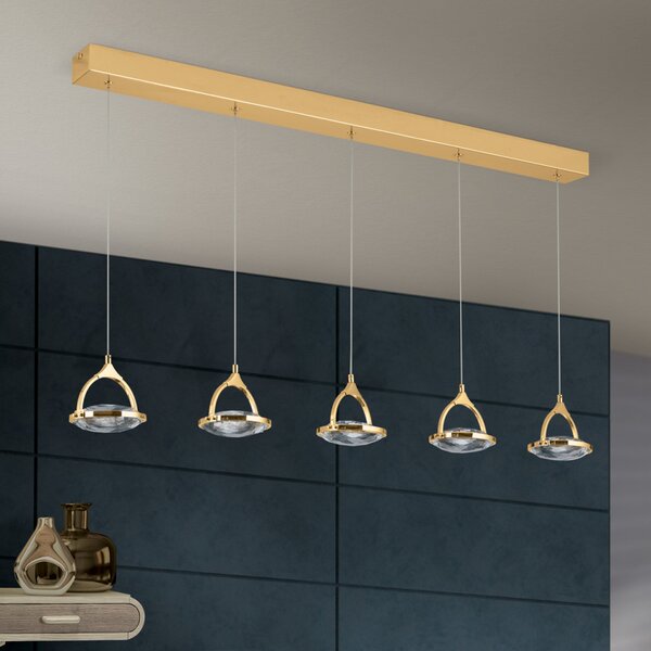 MOON modern kristály LED függőlámpa , arany, 1500lm