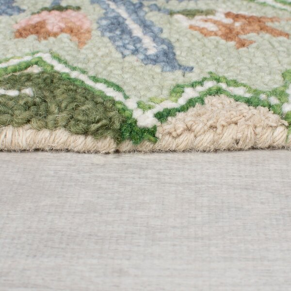 Zöld kézi szövésű gyapjú szőnyeg 120x170 cm Bryony Shaped Floral – Flair Rugs