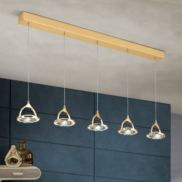 MOON modern kristály LED függőlámpa , arany, 1500lm