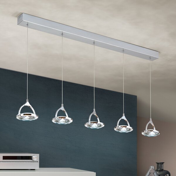 MOON modern kristály LED függőlámpa , króm, 1500lm