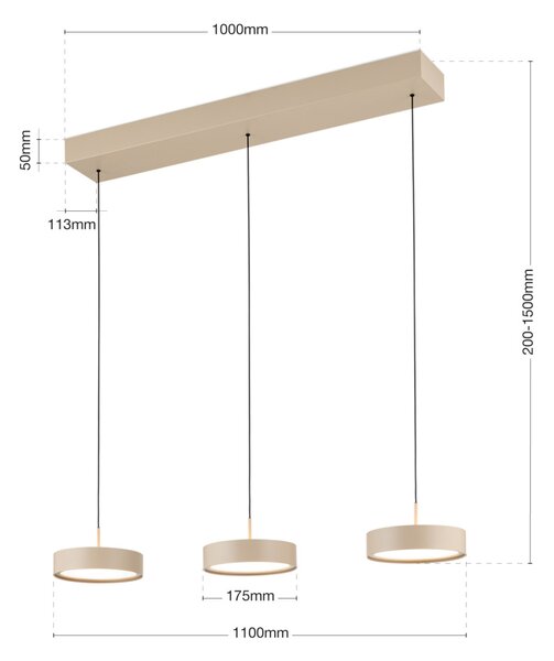 TEIDE modern LED függőlámpa , barna, 6000lm