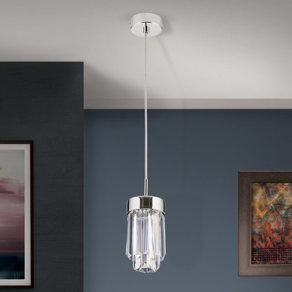 PRISM modern kristály LED függőlámpa , króm, 600lm