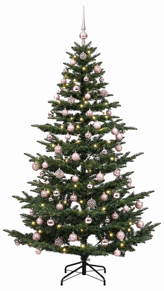 Műkarácsonyfa gömbbel 180 cm 300 LED Meleg fehér PE és PVC Zöld
