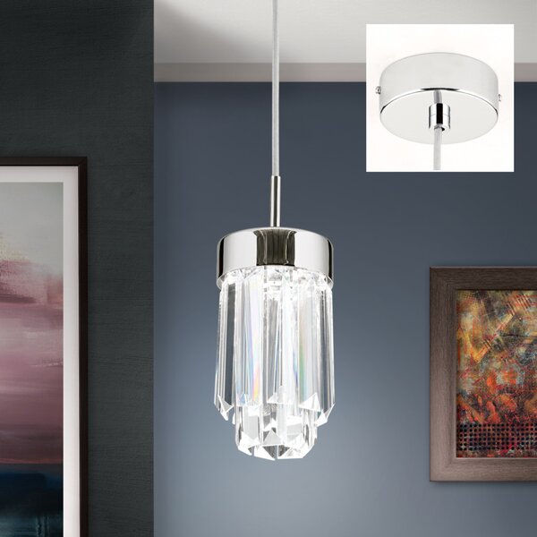 PRISM modern kristály LED függőlámpa , króm, 600lm