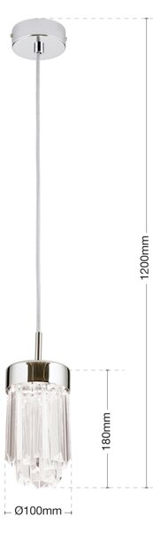 PRISM modern kristály LED függőlámpa , króm, 600lm