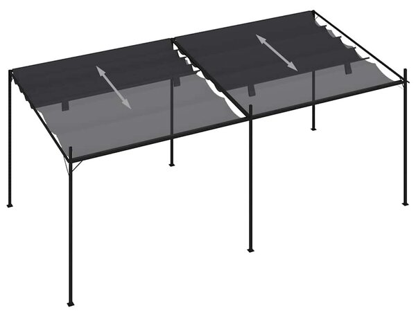 Antracitszürke pavilon behúzható tetővel 600 x 300 x 233 cm
