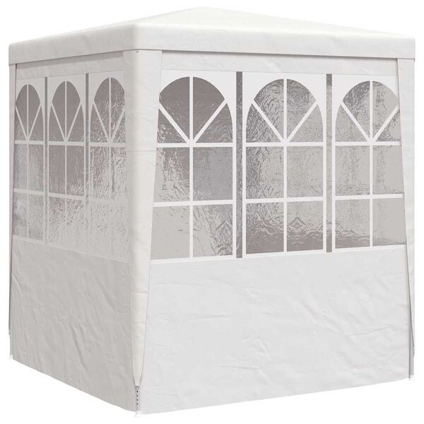 Fehér rendezvénysátor oldalfalakkal 2,5 x 2,5 m 90 g/m²