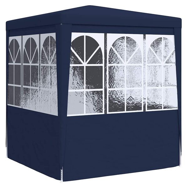 Kék rendezvénysátor oldalfalakkal 2,5 x 2,5 m 90 g/m²