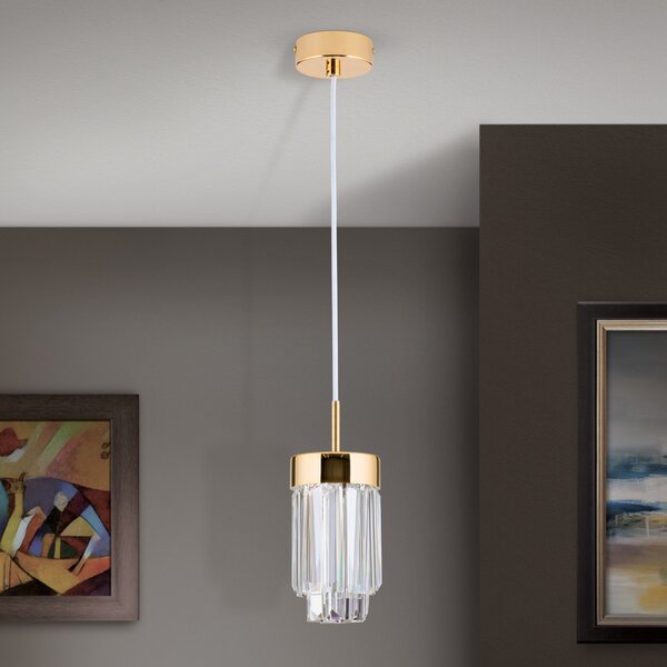 PRISM modern kristály LED függőlámpa , arany, 600lm