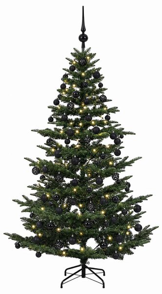 Műkarácsonyfa gömbbel 180 cm 300 LED Meleg fehér PE és PVC Zöld