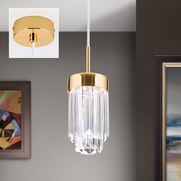 PRISM modern kristály LED függőlámpa , arany, 600lm