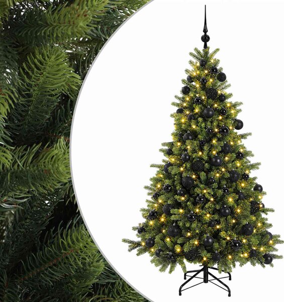 Műkarácsonyfa gömbbel 180 cm 300 LED Meleg fehér PVC és fém