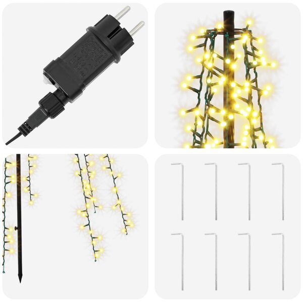LED Karácsonyi Fenyő 235 cm 1000 LED Meleg fehér Acél Fekete
