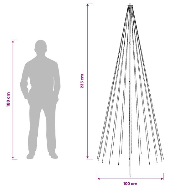 LED Karácsonyi Fenyő 235 cm 500 LED Meleg fehér Vas Fekete