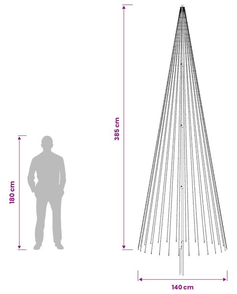 LED Karácsonyi Fenyő 385 cm 1148 LED Meleg fehér Vas Fekete