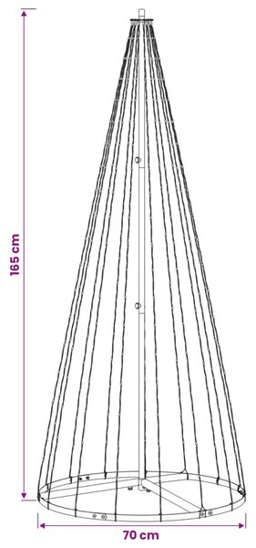 LED Karácsonyi Fenyő 165 cm 270 LED Meleg fehér Vas Fekete