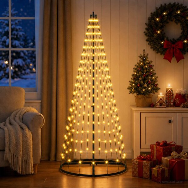 LED Karácsonyi Fenyő 165 cm 270 LED Meleg fehér Vas Fekete