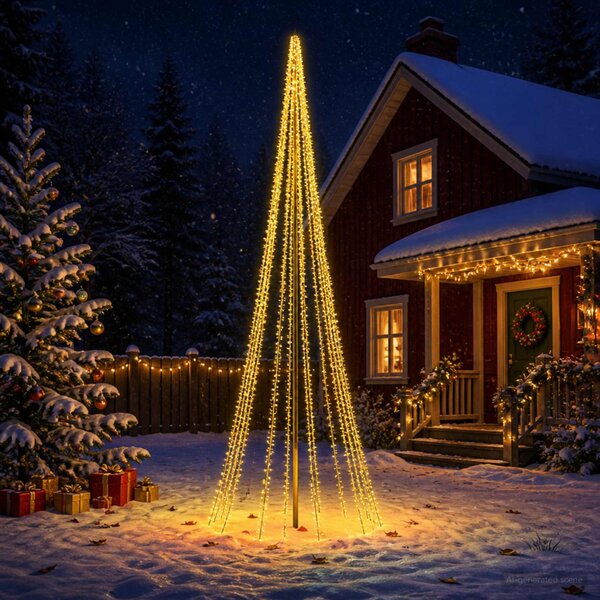LED Karácsonyi Fenyő 485 cm 3000 LED Meleg fehér Acél Fekete