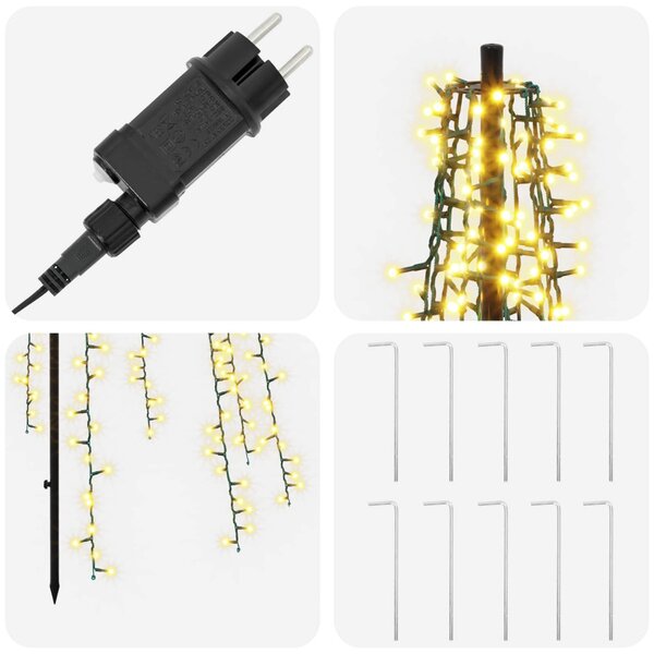LED Karácsonyi Fenyő 285 cm 1550 LED Meleg fehér Acél Fekete