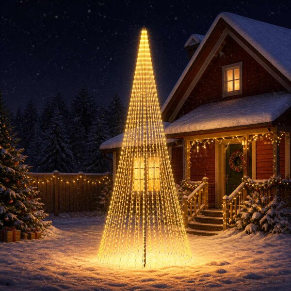 LED Karácsonyi Fenyő 485 cm 1632 LED Meleg fehér Vas Fekete