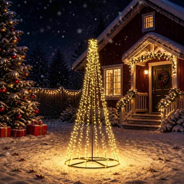 LED Karácsonyi Fenyő 235 cm 1000 LED Meleg fehér Acél Fekete