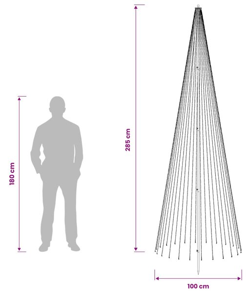 LED Karácsonyi Fenyő 285 cm 744 LED Meleg fehér Vas Fekete