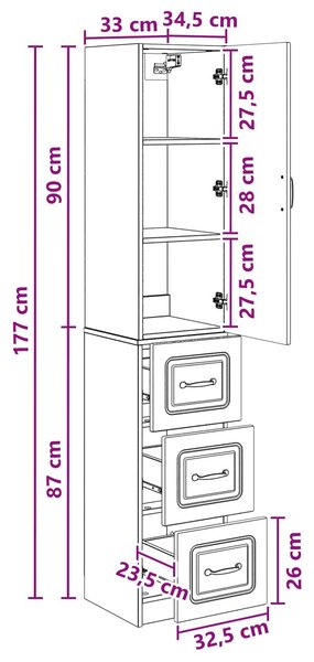 VidaXL Szekrény szett 2 db 33 x 34,5 x 87 cm Szerelt Fa Betonszürke