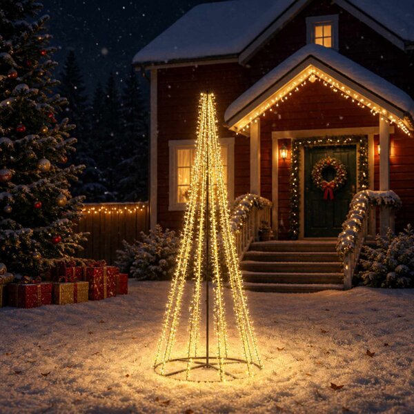 LED Karácsonyi Fenyő 285 cm 1550 LED Meleg fehér Acél Fekete