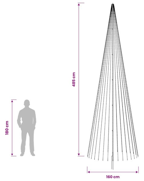 LED Karácsonyi Fenyő 485 cm 1632 LED Meleg fehér Vas Fekete
