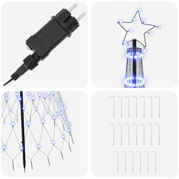 LED Karácsonyi Fenyő 180 cm 230 LED Kék Vas Fekete