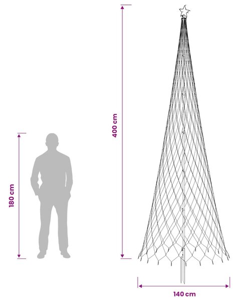 LED Karácsonyi Fenyő 400 cm 450 LED Hideg fehér Vas Fekete