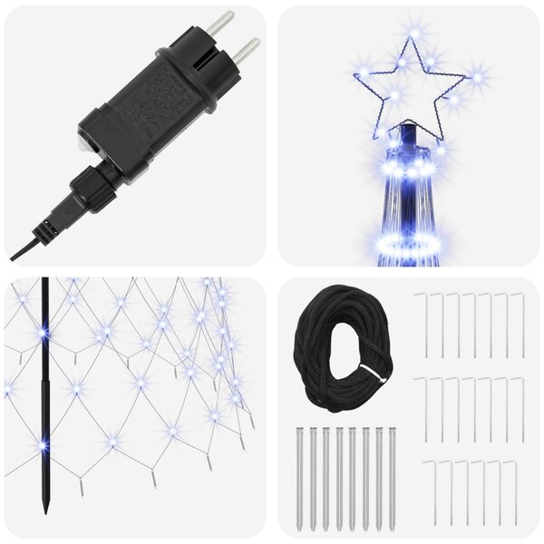 LED Karácsonyi Fenyő 400 cm 450 LED Kék Vas Fekete