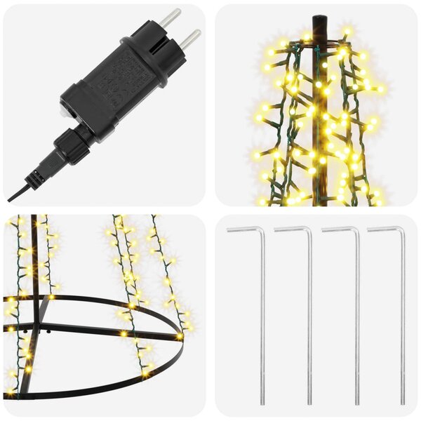 LED Karácsonyi Fenyő 235 cm 1000 LED Meleg fehér Acél Fekete