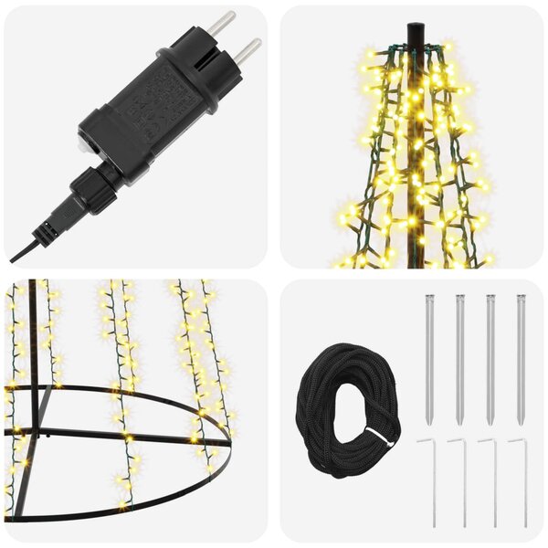 LED Karácsonyi Fenyő 385 cm 2460 LED Meleg fehér Acél Fekete