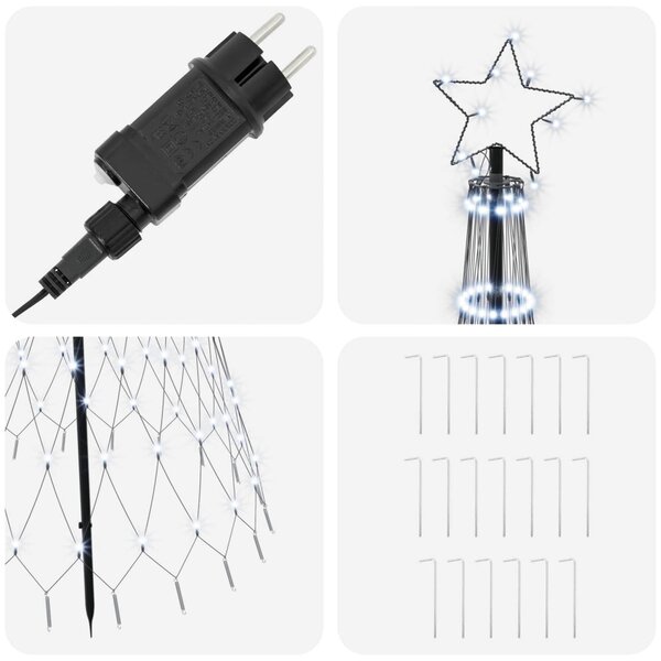 LED Karácsonyi Fenyő 180 cm 230 LED Hideg fehér Vas Fekete