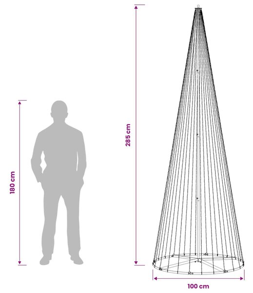 LED Karácsonyi Fenyő 285 cm 744 LED Meleg fehér Vas Fekete