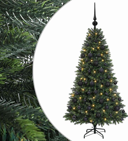 Műfenyő gömbökkel 120 cm 150 LED Meleg fehér PVC és fém Zöld