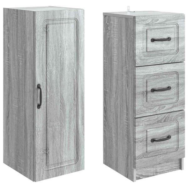 VidaXL Szekrény szett 2 db 33 x 34,5 x 87 cm Szerelt Fa Szürke Sonoma