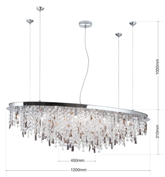 CRYSTALRIVER modern kristály csillár 21xG9, króm