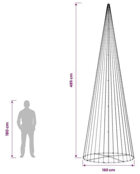 LED Karácsonyi Fenyő 485 cm 1632 LED Meleg fehér Vas Fekete