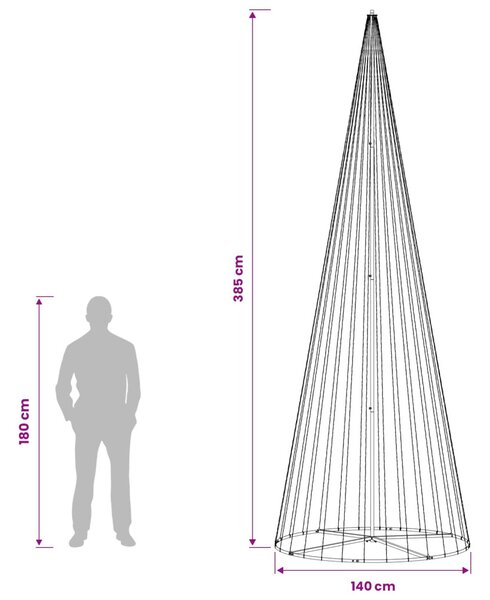 LED Karácsonyi Fenyő 385 cm 1148 LED Meleg fehér Vas Fekete