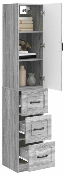 VidaXL Szekrény szett 2 db 33 x 34,5 x 87 cm Szerelt Fa Szürke Sonoma