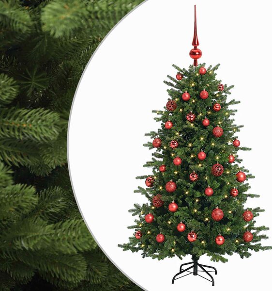 Műkarácsonyfa gömbbel 120 cm 150 LED Meleg fehér PVC és fém