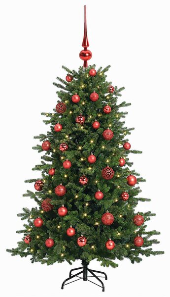 Műkarácsonyfa gömbbel 120 cm 150 LED Meleg fehér PVC és fém