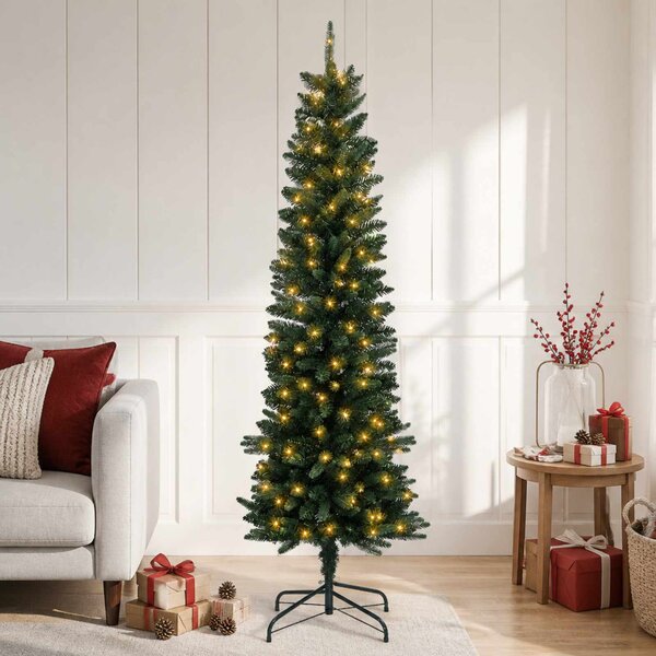 Mű Karcsú Karácsonyi Fa 120 cm 150 LED Meleg fehér PE és PVC