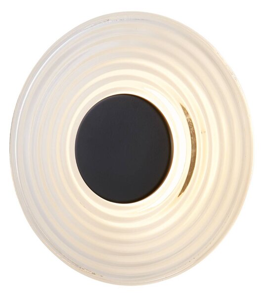 Searchlight LED fali lámpa Cleo, átlátszó/matt fekete, Ø 30 cm, üveg, dimmelhető, Tiszta / átlátszó, Nappali / Étkező, Üveg, Modern