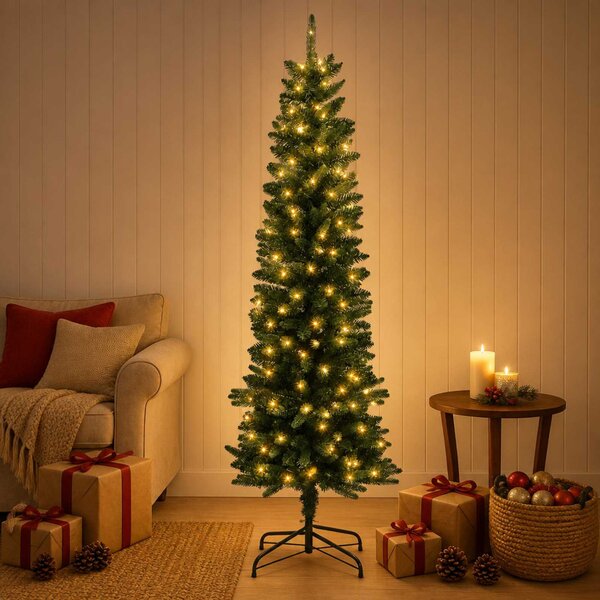 Mű Karcsú Karácsonyi Fa 120 cm 150 LED Meleg fehér PE és PVC