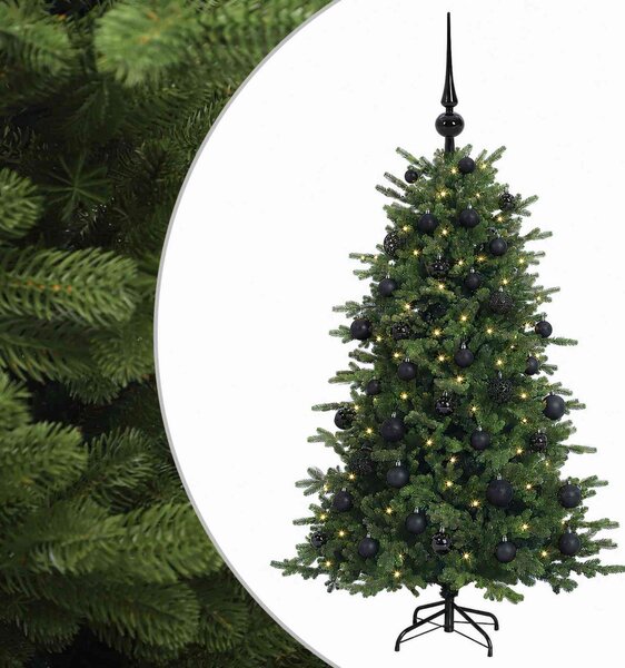 Műkarácsonyfa gömbbel 120 cm 150 LED Meleg fehér PVC és fém