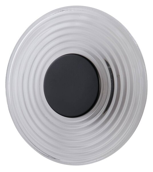Searchlight LED fali lámpa Cleo, átlátszó/matt fekete, Ø 30 cm, üveg, dimmelhető, Tiszta / átlátszó, Nappali / Étkező, Üveg, Modern