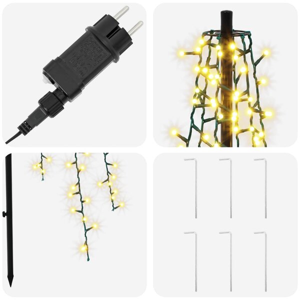 LED Karácsonyi Fenyő 165 cm 540 LED Meleg fehér Acél Fekete